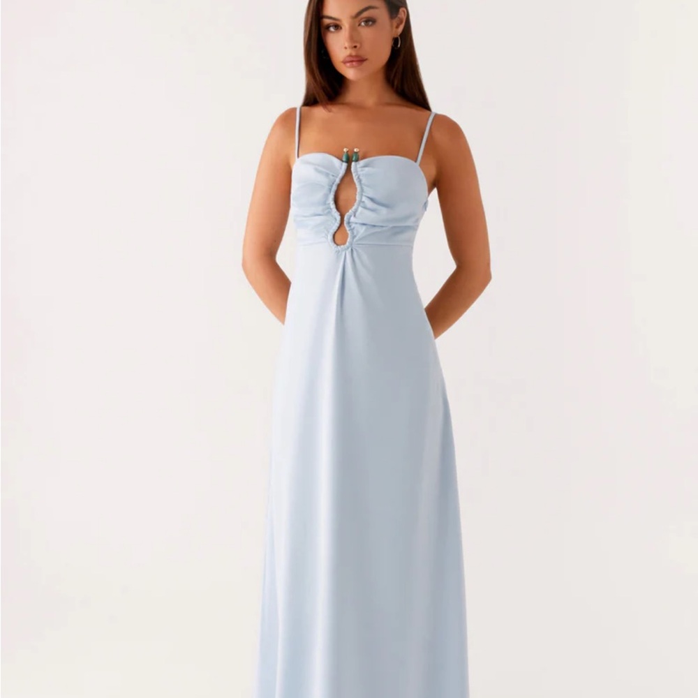 Peppermayo Light Blue Maxi Dress with Cutout Detail